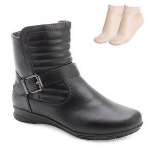 Bota Cano Baixo Flat Pink Moon e Meia Feminino Preto