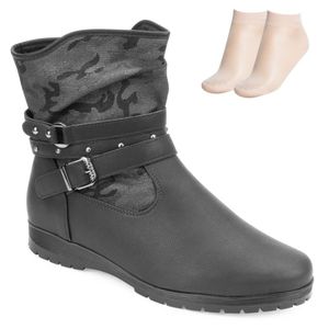 Bota Cano Baixo Flat Pink Moon e Meia Feminino Preto
