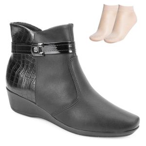 Bota Cano Curto Piccadilly e Meia Feminino Preto