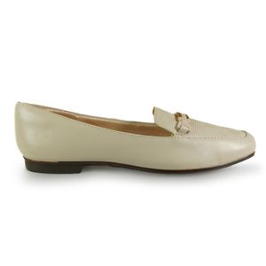 Sapato Feminino Mocassim Textura Kult Branco Off