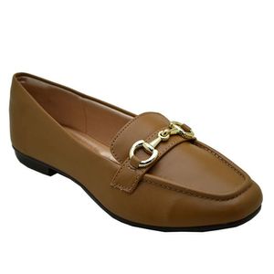 Sapato Feminino Mocassim Fivela Metal Kult Caramelo