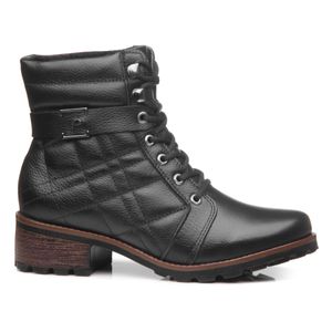 Bota Coturno  em Couro Pegada Feminina Preta