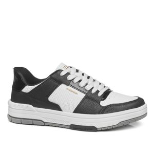Tênis Casual em Couro Pegada Feminino Preto e Branco