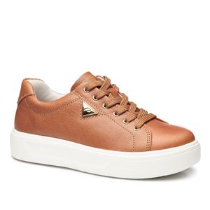 Tênis Casual em Couro Pegada Feminino Marrom