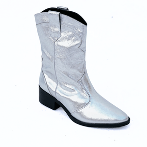 Bota Western Cano Médio Metalizada Usevertice Feminina Prata