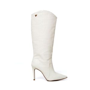 Bota Cano Longo Salto Fino Usevertice Feminina Offwhite