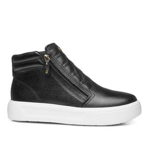 Tênis Casual  em Couro Pegada Feminino Preto