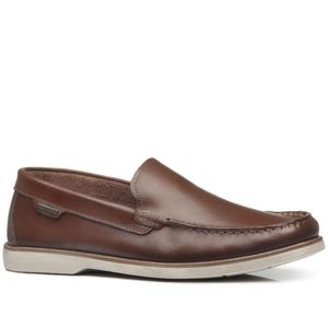 Mocassim Pegada em Couro Masculino Marrom