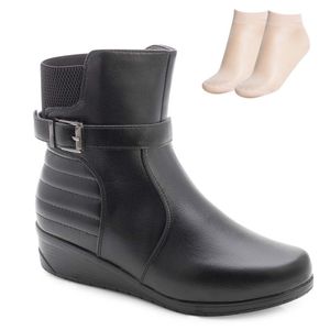 Bota Anabela Pink Moon e Meia Feminino Preto