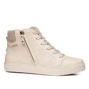 Tênis Casual em Couro Cano Alto Pegada Feminino Off White