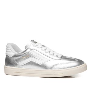 Tênis Casual em Couro Pegada Feminino Prata
