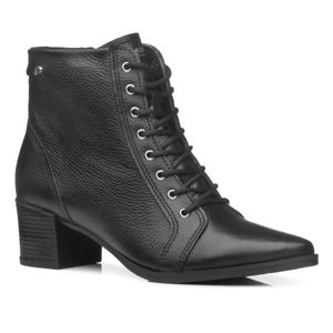 Bota  Cano Curto em Couro Pegada Feminina Preta