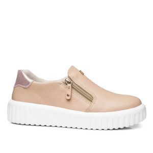 Tênis Casual em Couro Pegada Feminino Bege