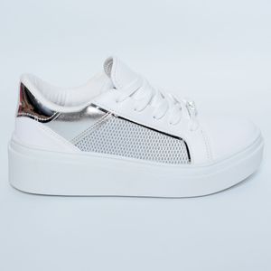 Tênis Casual Vizzano Flatform  Gliter Feminino Branco