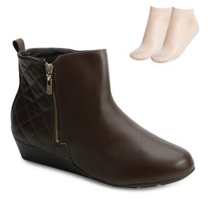 Bota Cano Curto Modare e Meia Feminino Marrom