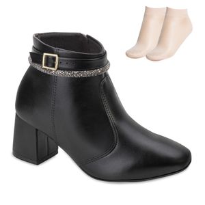 Bota Cano Curto Beira Rio e Meia Feminino Preto