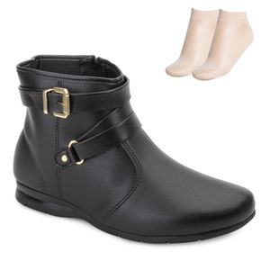 Bota Cano Curto Beira Rio e Meia Feminino Preto