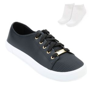 Tênis Casual Moleca e Meia Feminino Preto
