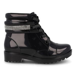Bota Luelua Verniz com Strass infantil Preta