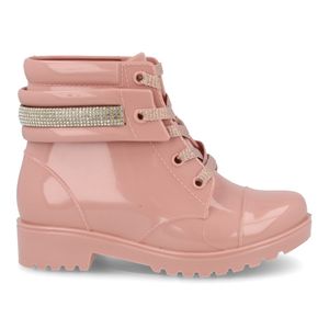 Bota Luelua Verniz com Strass infantil Rosa