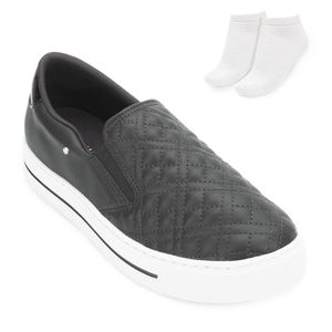 Tênis Slip On Ramarim e Meia Feminino Preto