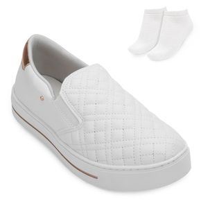 Tênis Slip On Ramarim e Meia Feminino Branco