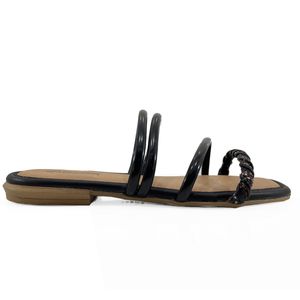 Rasteira Mississipi Tiras Strass Colorido Feminino Preto