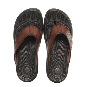 Chinelo Pegada Comfort Couro Marrom Masculino