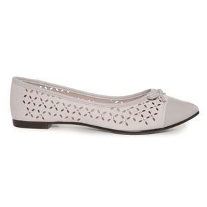 Sapatilha Bico Fino Feminina Moleca Strass Flower Creme