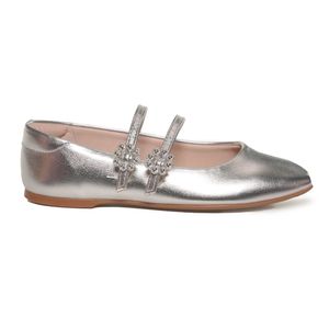 Sapatilha Prata Molekinha Fivela Flor Premium Infantil