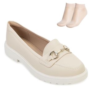 Sapato e Meia Modare Feminino Creme