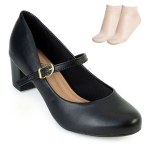 Sapato Salto Beira Rio e Meia Feminino Preto