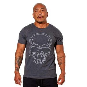 Camiseta Masculina KVRA Classic Skull Basic Cinza