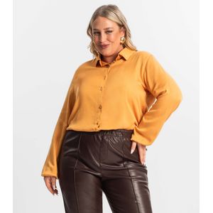 Camisa Manga Longa Secret Glam Double Feminina Marrom