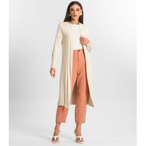 Maxi Cardigan Endless Tricot Feminino Bege