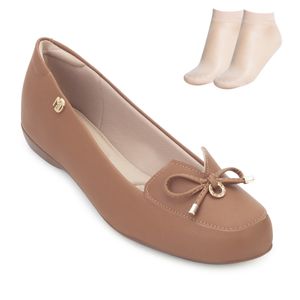 Sapato Modare Ultraconforto e Meia Feminino Marrom
