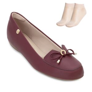 Sapato Modare Ultraconforto e Meia Feminino Vinho