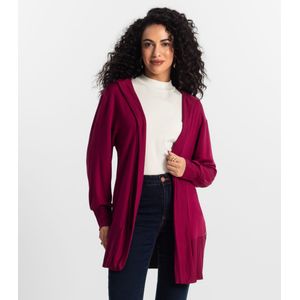 Cardigan Rovitex Capuz Feminino Vermelho