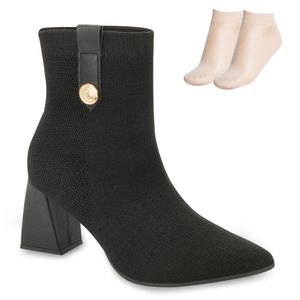 Bota Cano Curto Bebecê Preta e Meia