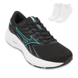 Tênis Esportivo Mizuno Jet 8 Feminino Preto e Meia