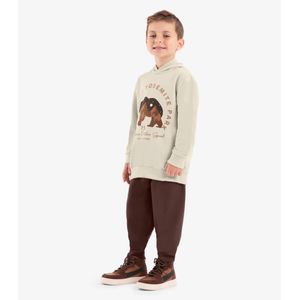 Conjunto Blusão Com Capuz E Calça Rovi Kids Bege