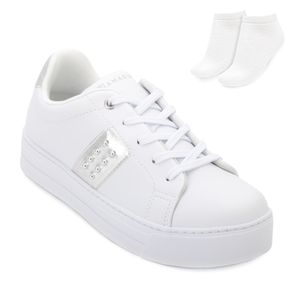 Tênis Casual Ramarim Feminino Branco  e Meia