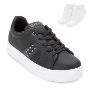 Tênis Casual Ramarim Feminino Preto e Meia