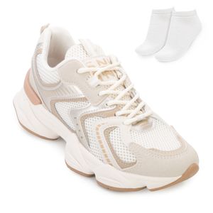 Tênis Casual Ramarim Feminino Bege e Meia