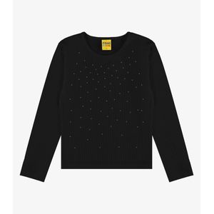 Blusa Manga Longa Rovi Kids Aplicação Strass Infantil Preto