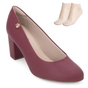Sapato Modare Ultraconforto Feminino Vinho e Meia