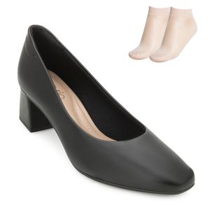 Sapato Scarpin Beira Rio Feminino Preto e Meia