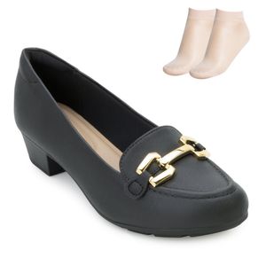 Sapato Modare Feminino Preto e Meia