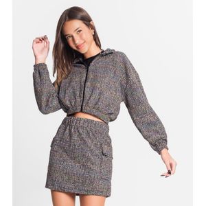 Casaco Juvenil Feminino Em Tweed Minty Preto