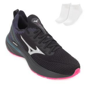 Tênis de Corrida Feminino Mizuno Glow 2 e Meia Preto